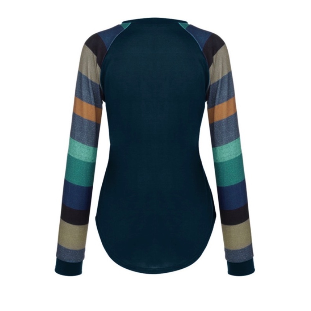 Blue Stripped Sleeve Top - Picture 4 of 4